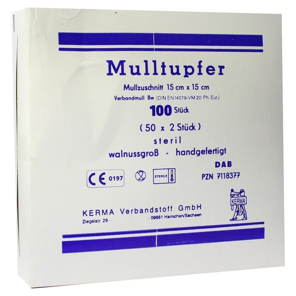 Mulltupfer 15x15 cm walnussgroß steril 50X2 St