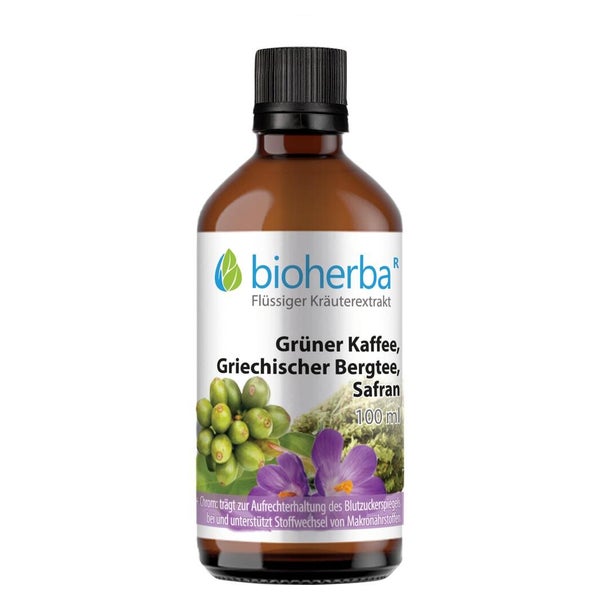 Bioherba Grüner Kaffee Griechischer Bergtee Safran Tropfen Tinktur 100 ml