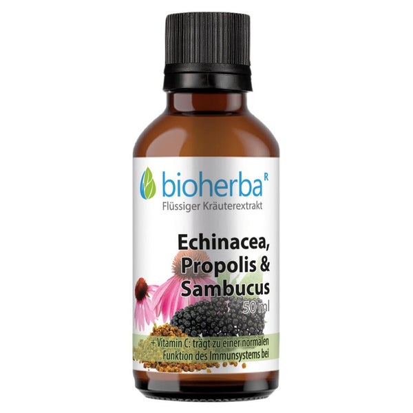 Bioherba Echinacea Propolis und Sambucus Tropfen Tinktur 50 ml