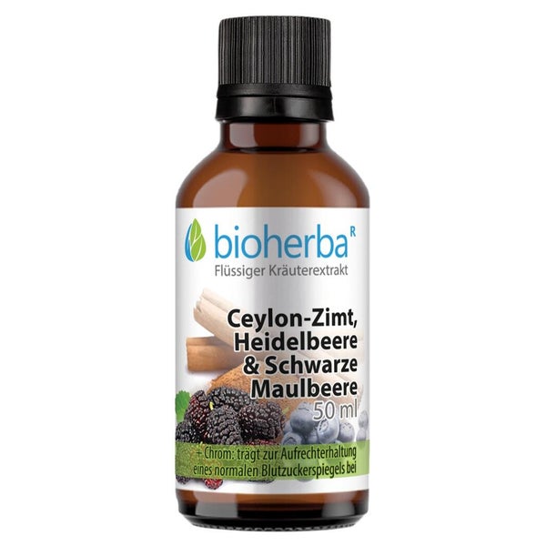 Bioherba Ceylon-Zimt Heidelbeere & Schwarze Maulbeere Tropfen Tinktur 50 ml
