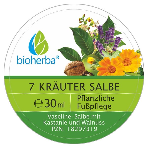 Bioherba 7-Kräuter Salbe Fußpflege mit Kastanie und Walnuss 30 ml