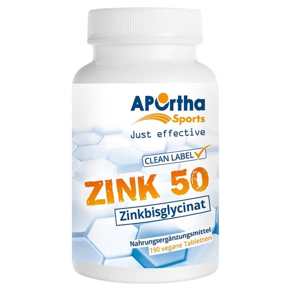 Aportha Sports Zink 50 Zinkbisglycinat Vegan Tabl. 190 St