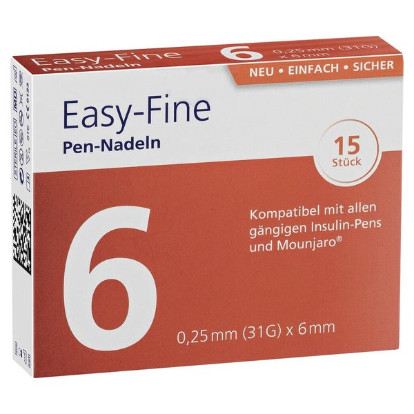 Easy-fine Pen-nadeln 6 Mm 31 G (0.25 Mm) 15 St