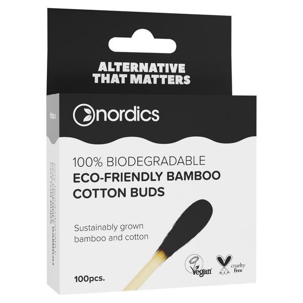 Bio Kosmetikstäbchen Bambusbaumwolle Black Nordics 100 St