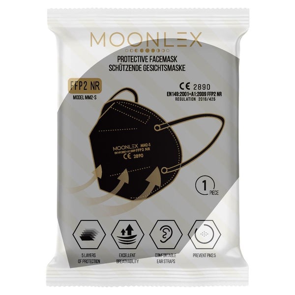 Moonlex Ffp2 Maske Ce2890 5lagig Schwarz Einzeln 1 St