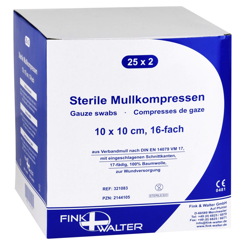 Mullkompressen 10x10 cm steril 16fach 25X2 St