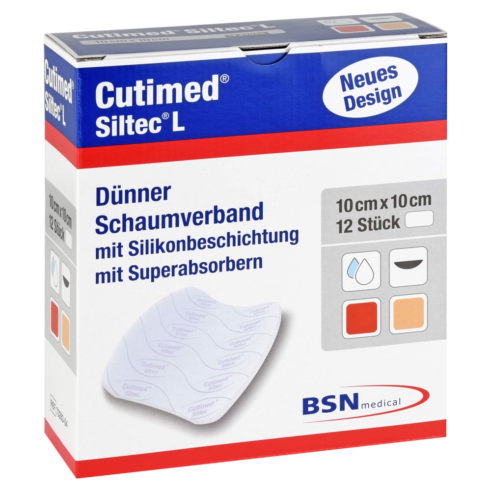 Cutimed Siltec L Schaumverb.10x10 cm dü. 12 St