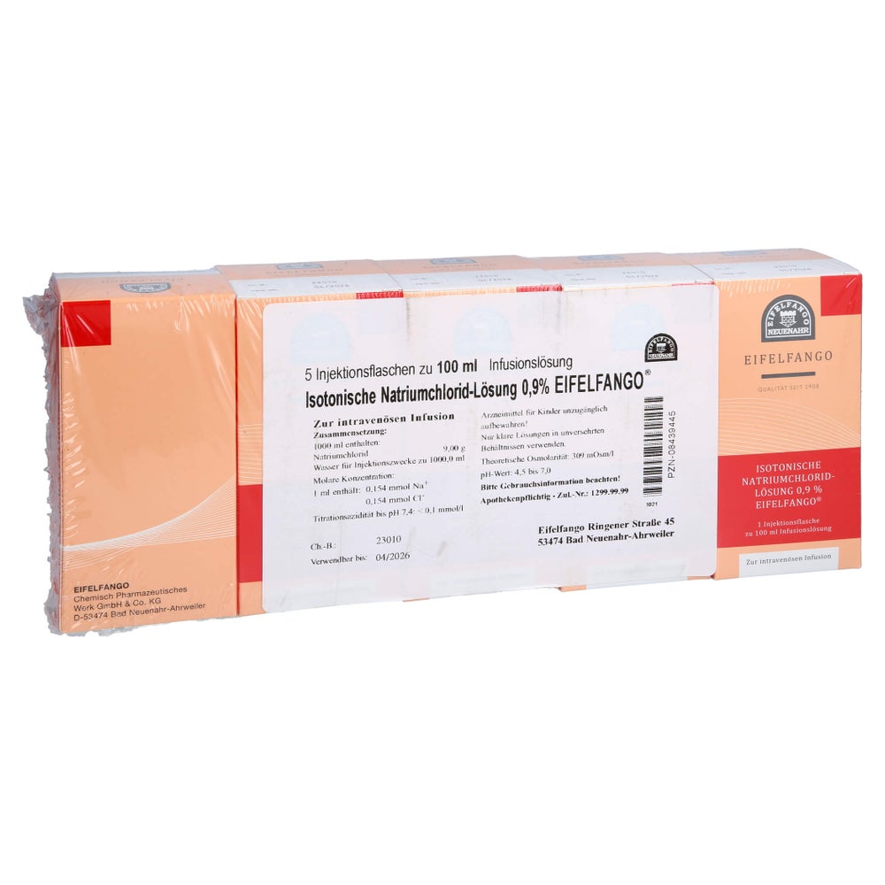 Isotonische NaCl Lösung 0,9% Eifelfango 5X100 ml
