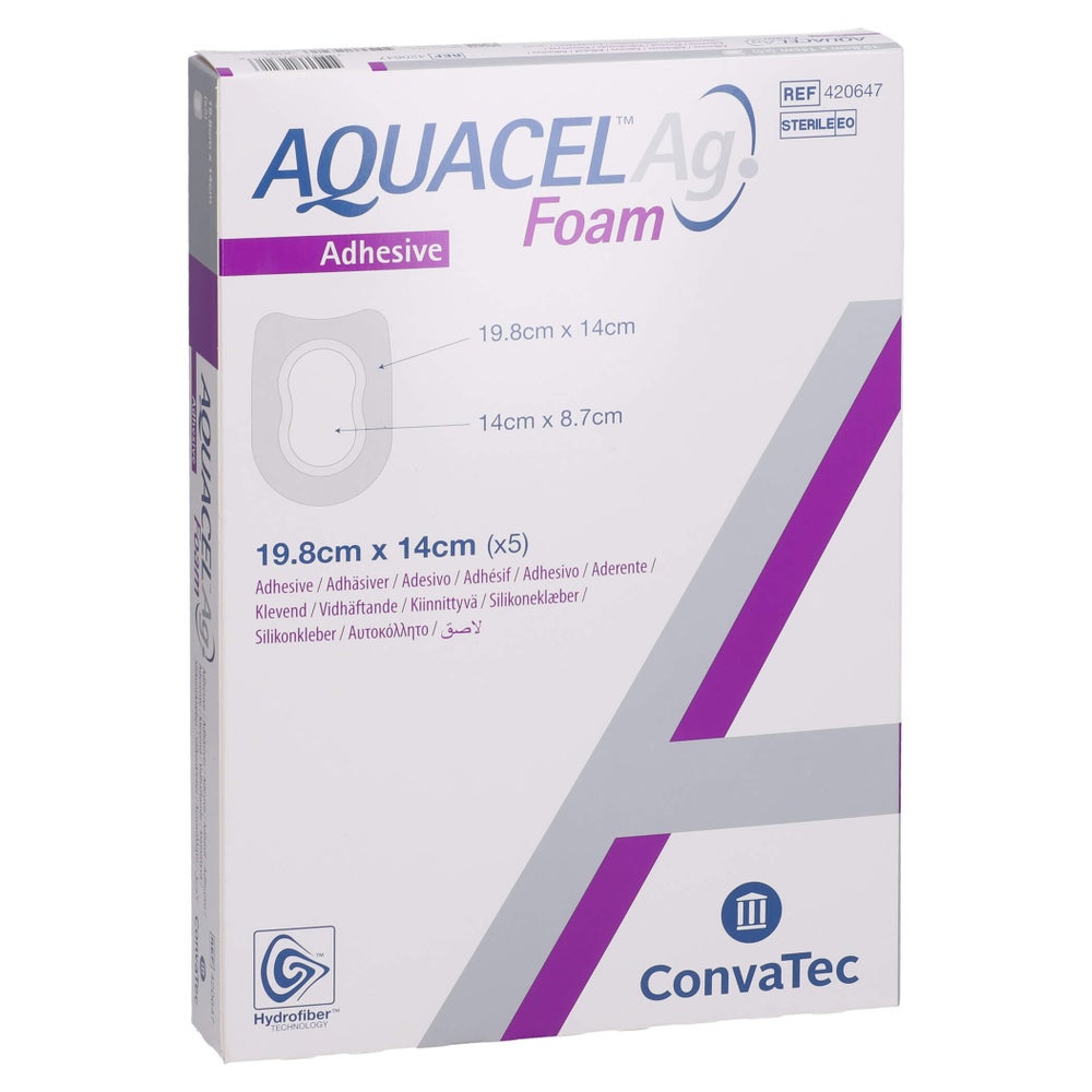 Aquacel Ag Foam adhäsiv Ferse 14x19,8 cm 5 St