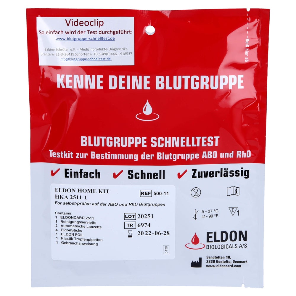 Blutgruppe Schnelltest Eldon Home-Kit HK 1 St