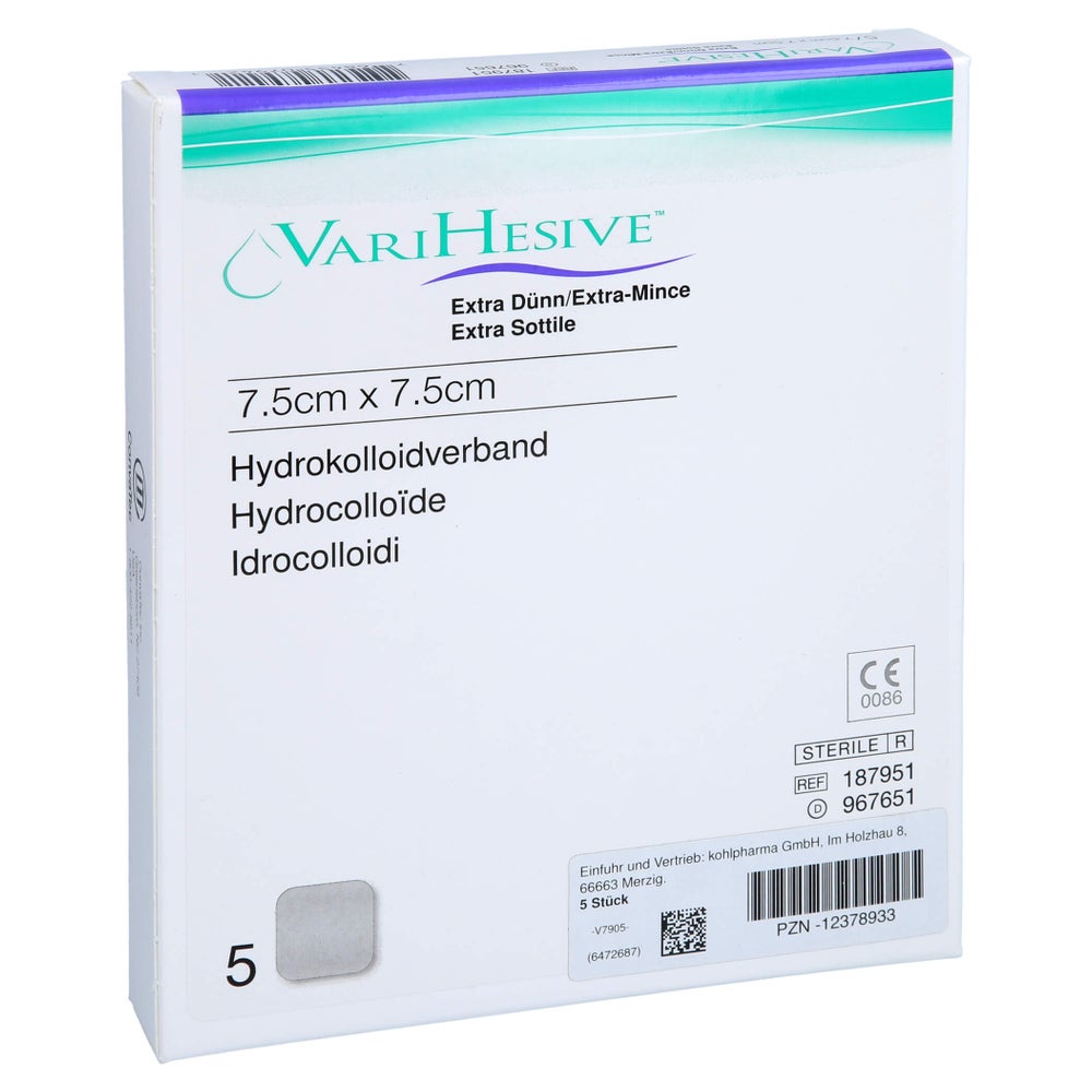 Varihesive Extra dünn 7,5x7,5 cm HKV hyd 5 St