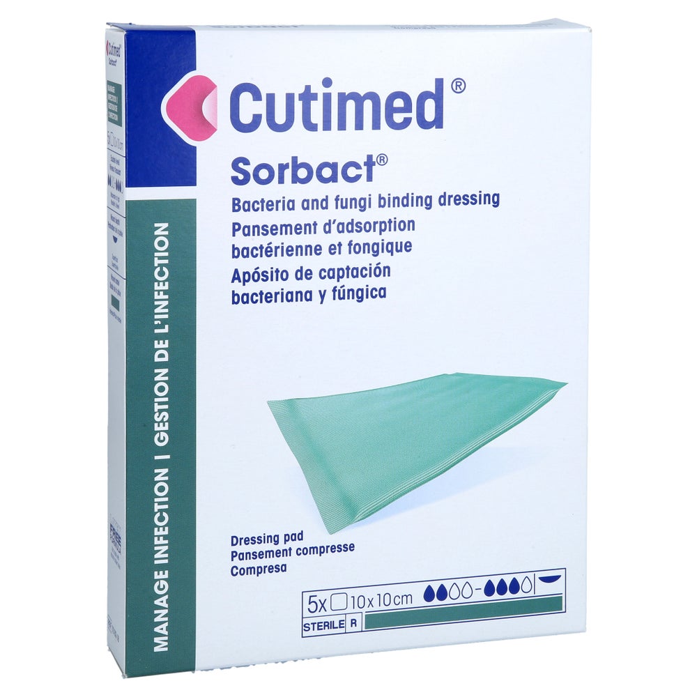 Cutimed Sorbact Saugkompressen 10x10 cm 5 St