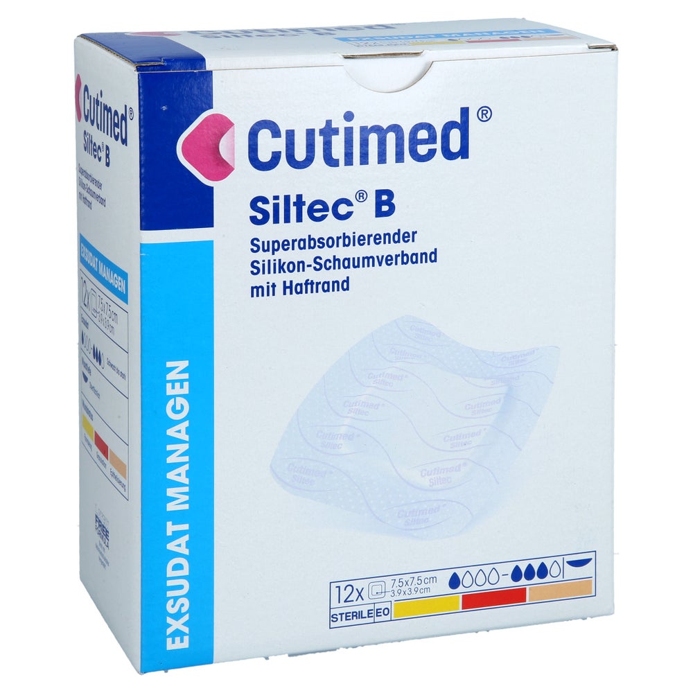 Cutimed Siltec B Schaumverb.7,5x7,5 cm m 12 St