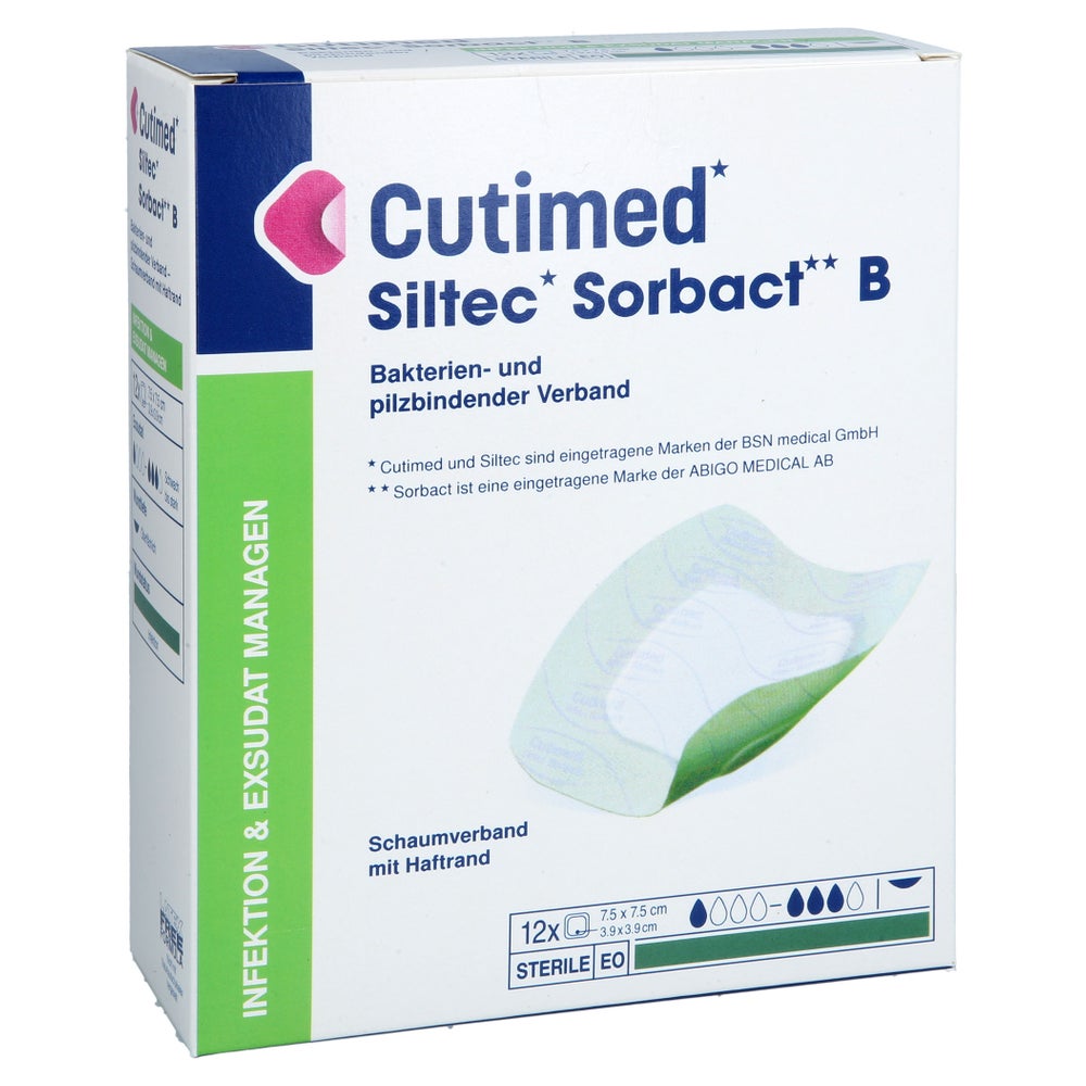 Cutimed Siltec Sorbact B PU-Verb.7,5x7,5 12 St