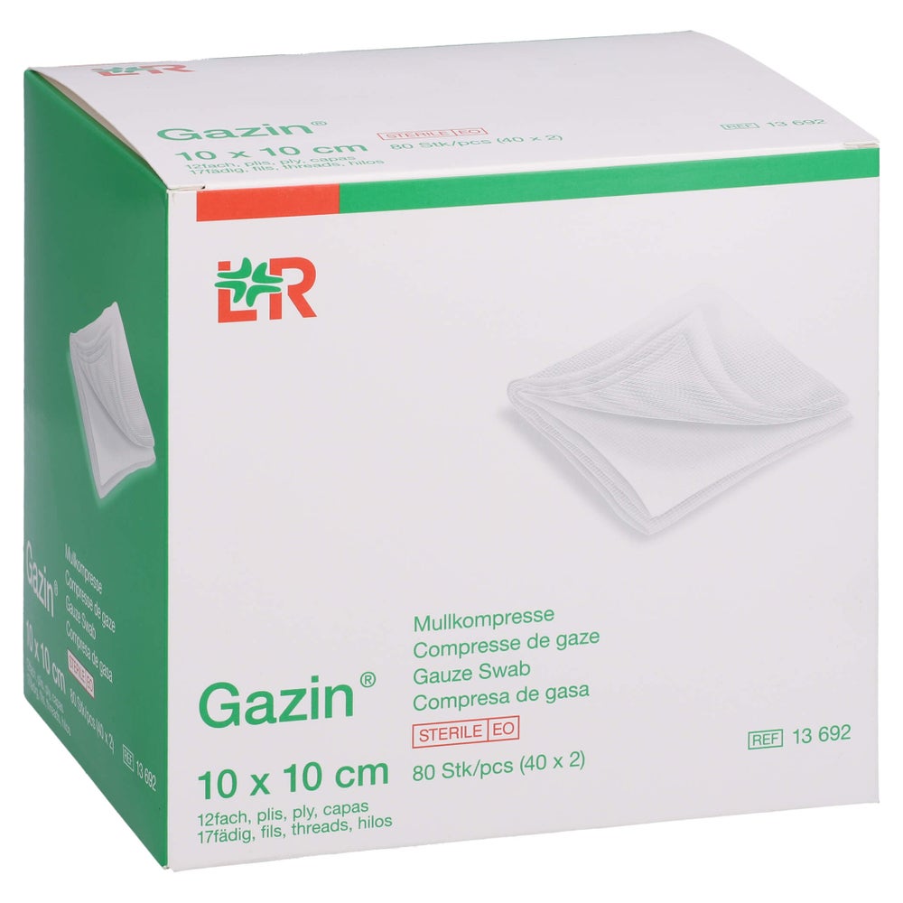 Gazin Mullkomp.10x10 cm steril 12fach 40X2 St