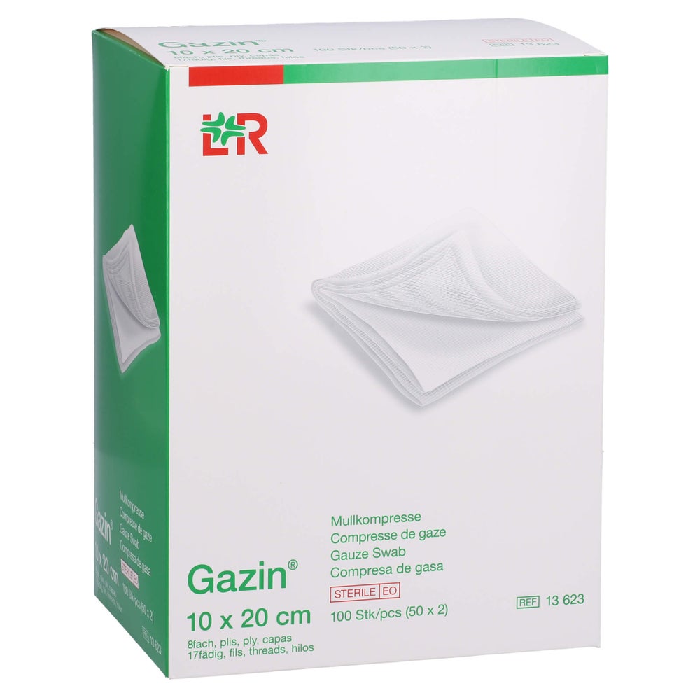 Gazin Mullkomp.10x20 cm steril 8fach 50X2 St