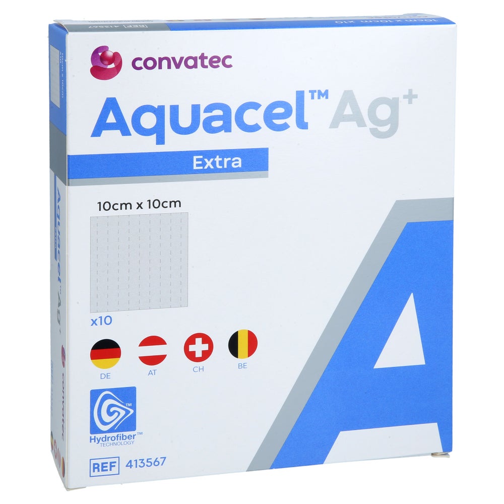 Aquacel Ag+ Extra 10x10 cm Kompressen 10 St