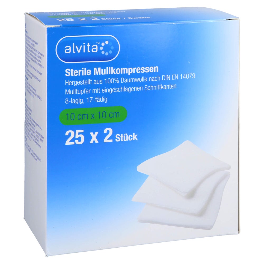 Alvita Mullkompressen Steril 10x10 cm 25X2 St