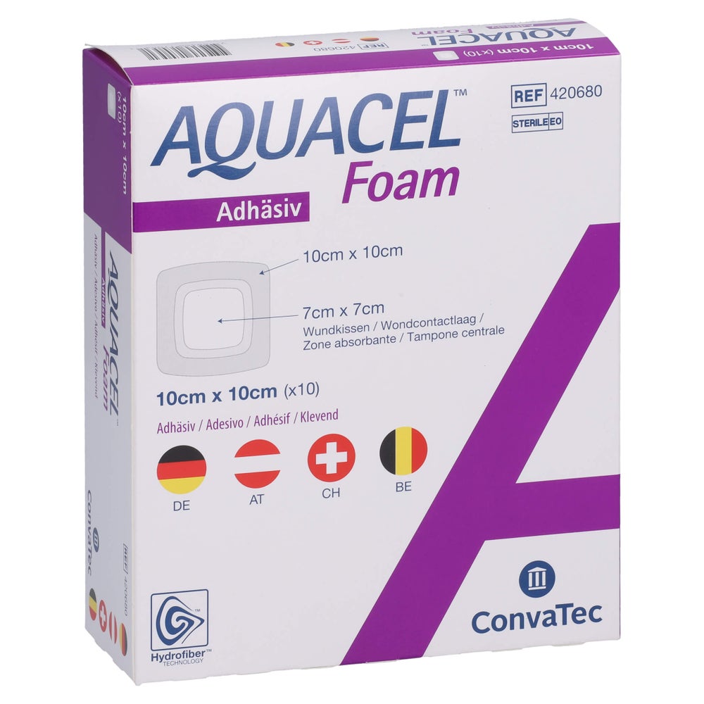 Aquacel Foam Adhäsiv 10x10 cm Verband 10 St