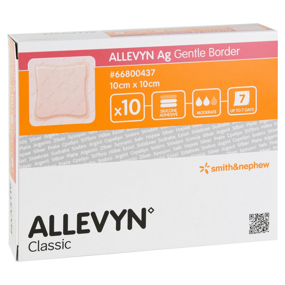 Allevyn Ag Gentle Border 10x10 cm Wundve 10 St
