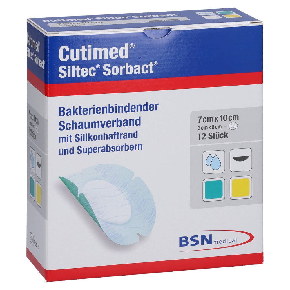 Cutimed Siltec Sorbact PU-Verb.7x10 cm o 12 St