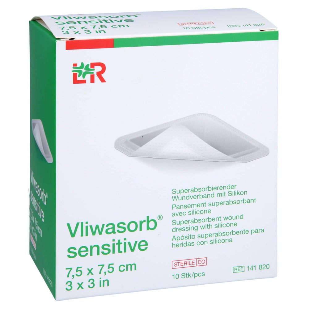 Vliwasorb Sensitive 7,5x7,5 cm superabso 10 St