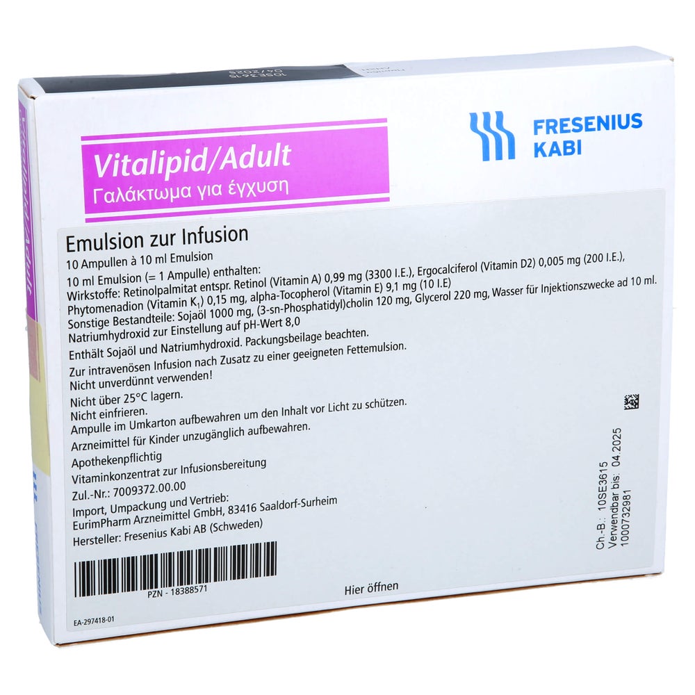 Vitalipid Adult Emulsion zur Infusion Am - Reimport 10X10 ml