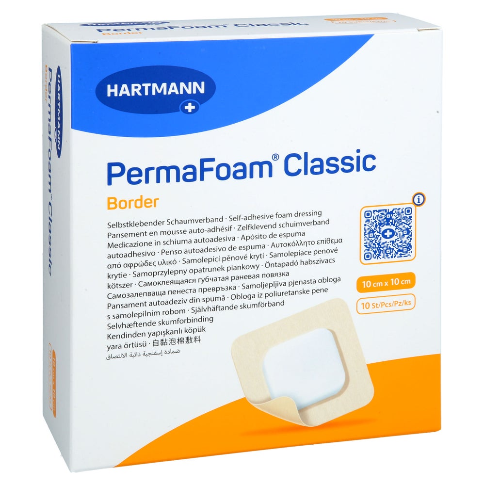 Permafoam Classic Border Schaumverband 10x10 Cm 10 St
