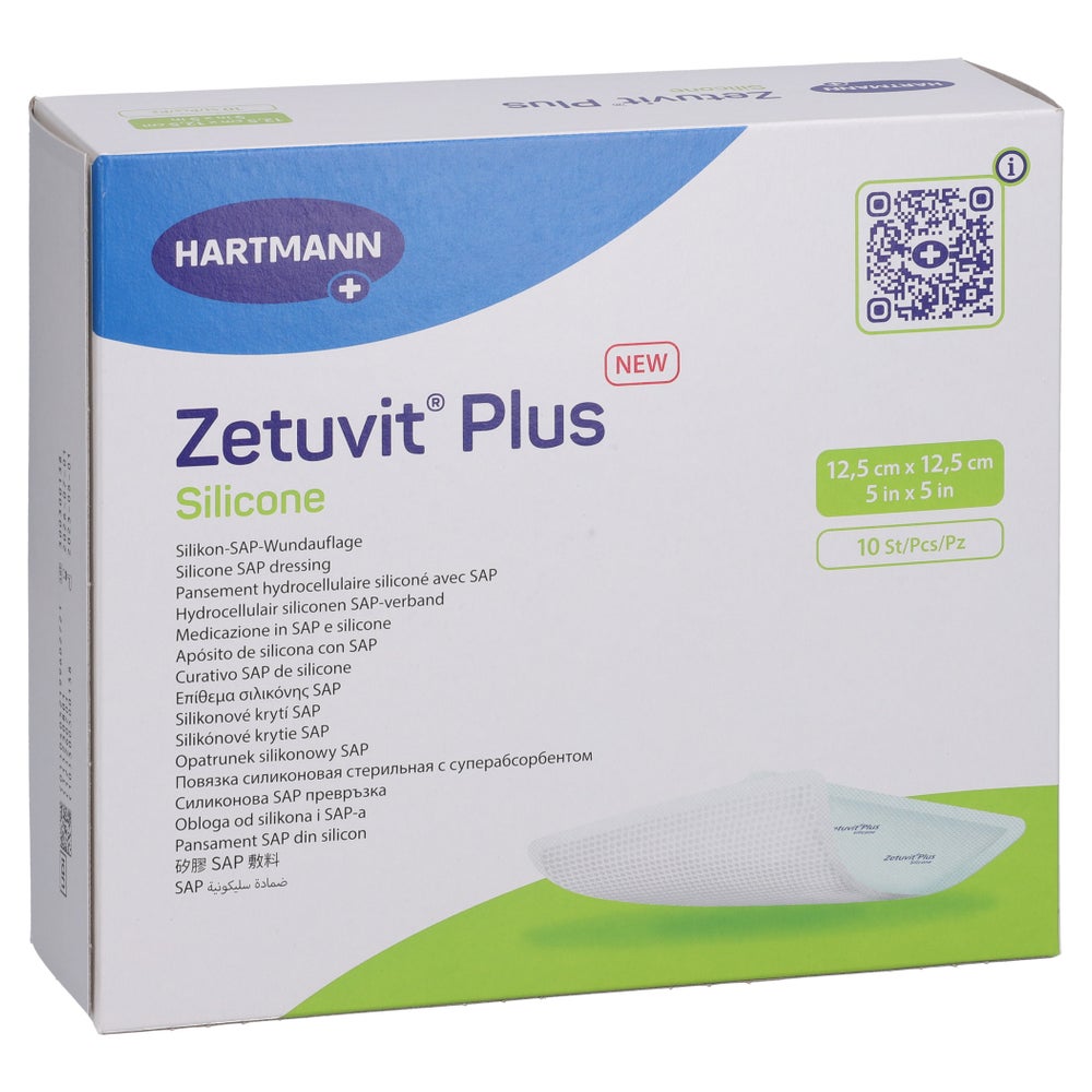 Zetuvit Plus Silicone Steril 12,5x12,5 Cm 10 St