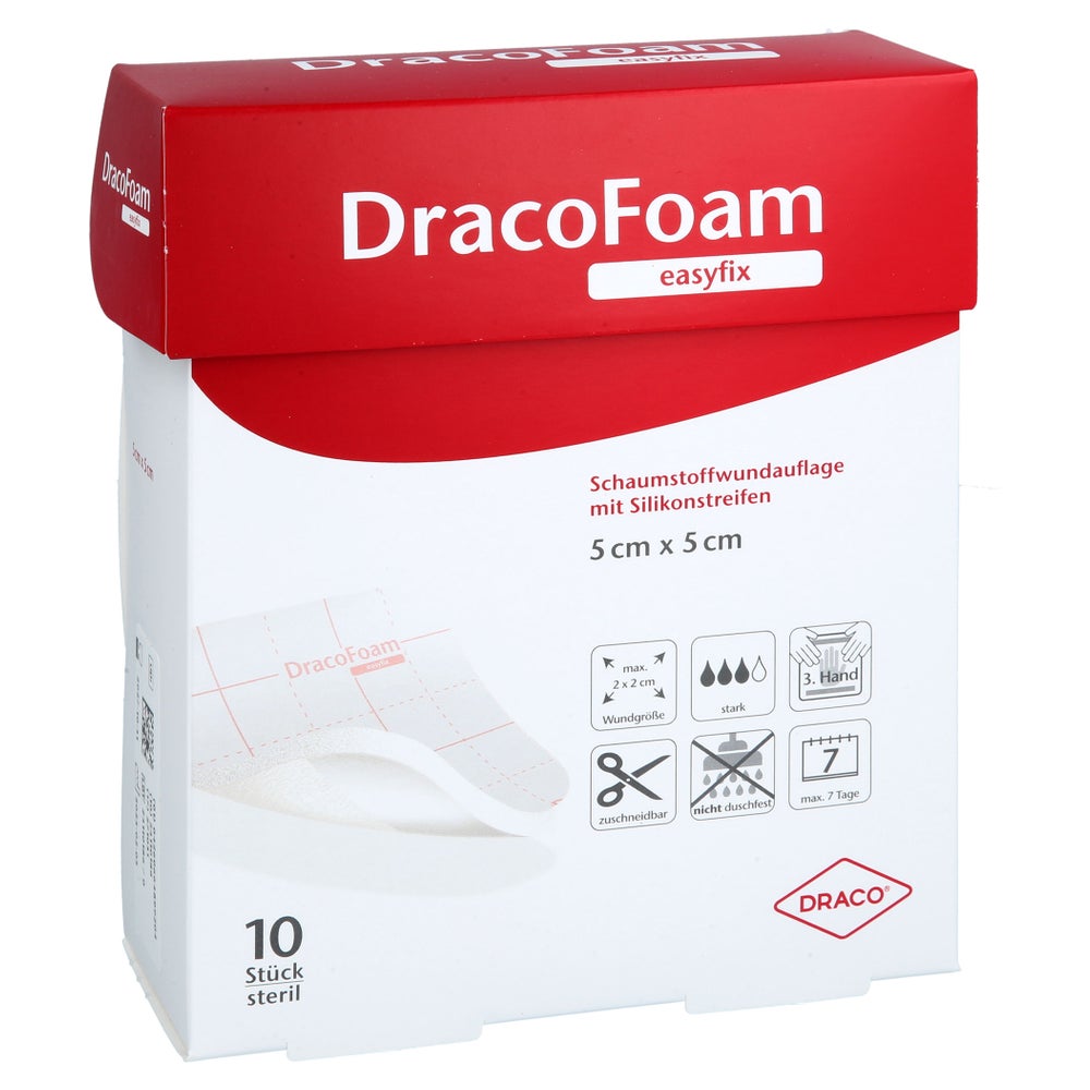 Dracofoam Easyfix Schaumstoff Wundauflage 5x5 Cm 10 St