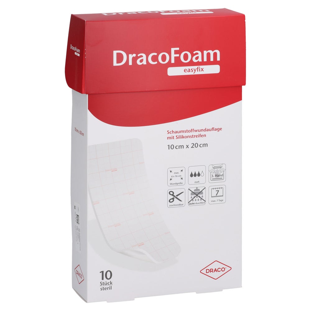 Dracofoam Easyfix Schaumstoff Wundauflage 10x20 Cm 10 St