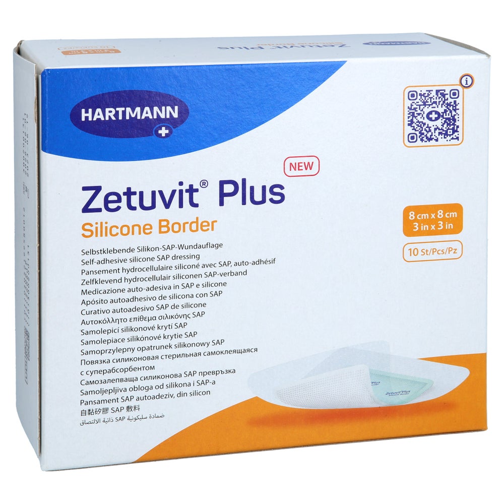 Zetuvit Plus Silicone Border Steril 8x8 Cm 10 St