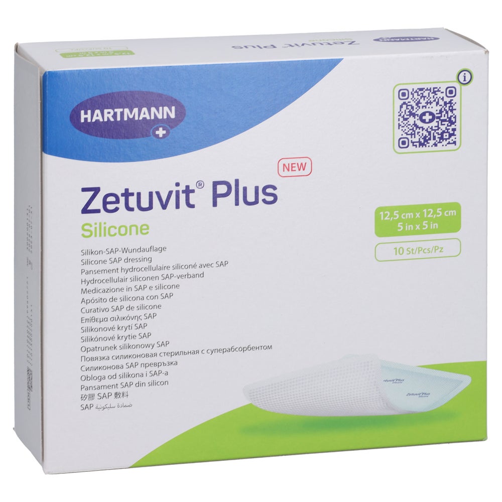 Zetuvit Plus Silicone Steril 12,5x12,5 Cm 10 St
