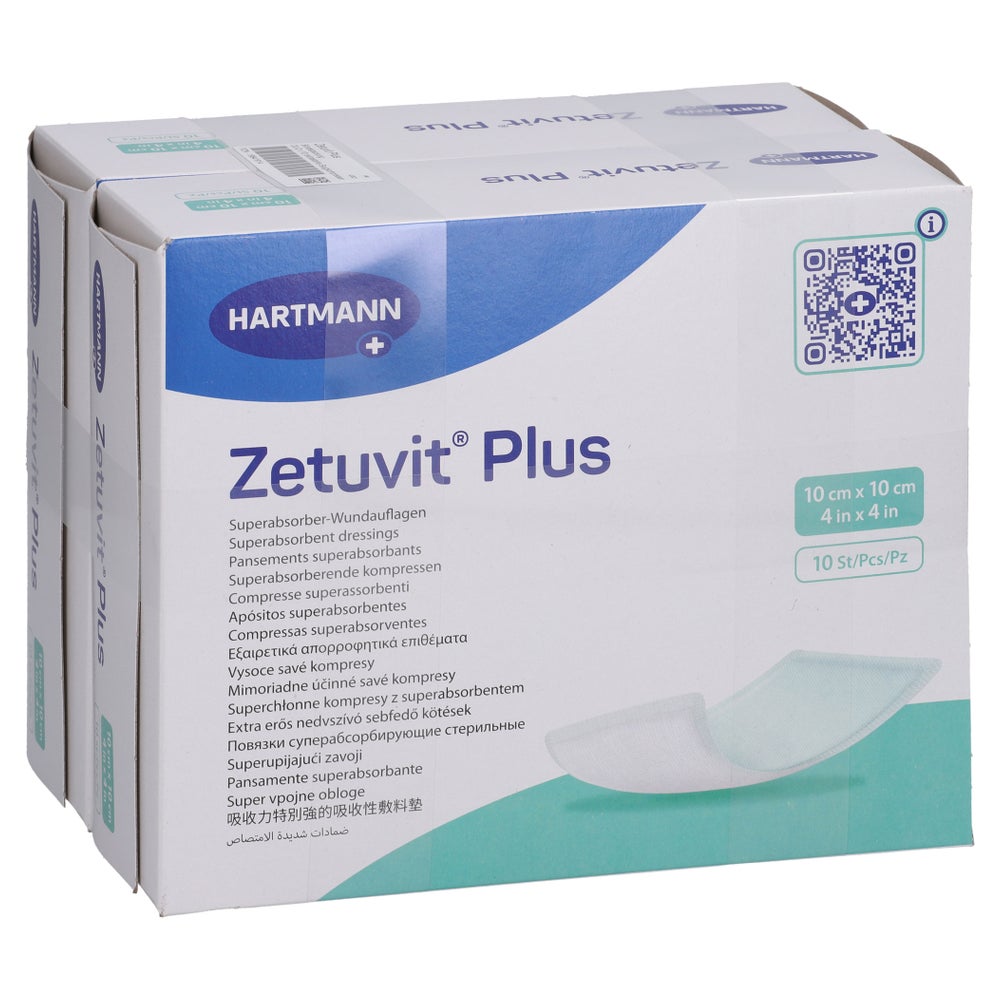 ZETUVIT Plus extrastarke Saugkompr.steril 10x10 cm