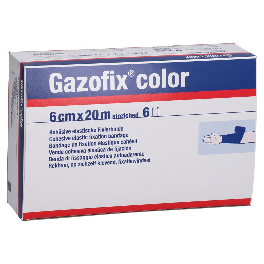 Gazofix Color Fixierbinde Kohäsiv 6 Cmx20 M Blau 6 St