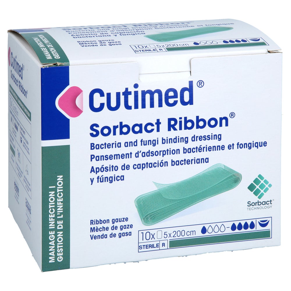 Cutimed Sorbact Tamponaden Ribbon 5x200 Cm 10 St