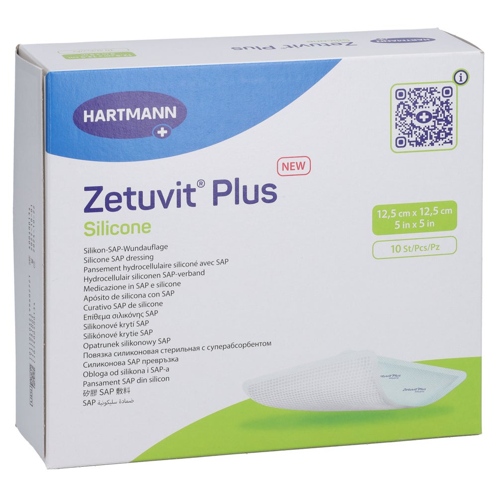 Zetuvit Plus Silicone Steril 12,5x12,5 Cm 10 St