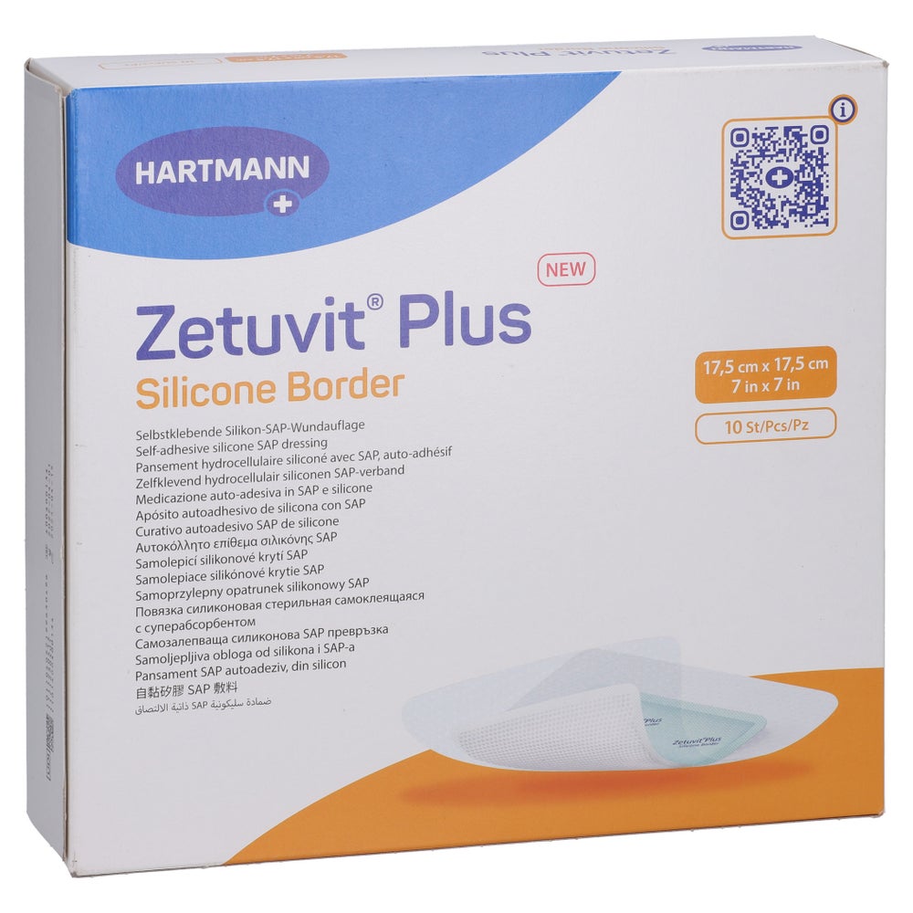 Zetuvit Plus Silicone Border Steril 17,5x17,5 Cm 10 St