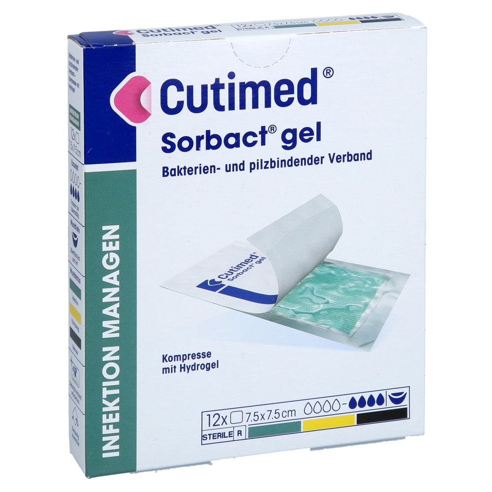 Cutimed Sorbact Gel Kompressen 7,5x7,5 Cm 12 St