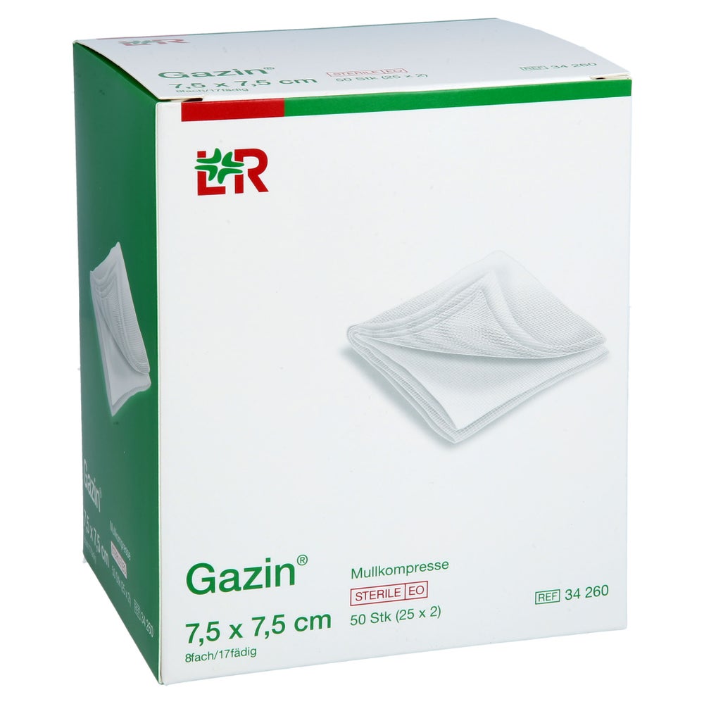 Gazin Mullkomp.7,5x7,5 Cm Steril 8fach 25X2 St