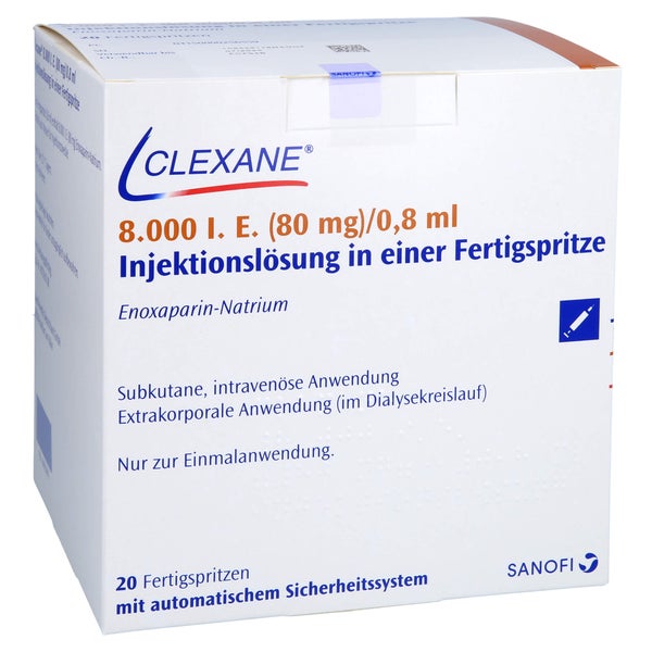 CLEXANE 8.000 I.E. 80mg/0,8ml Fertigspritze 20 St 20 St