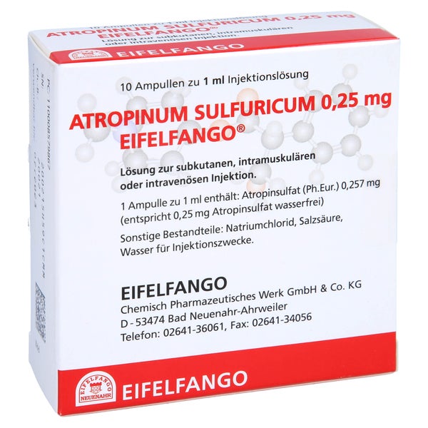 ATROPINUM SULFURICUM 0,25 mg Injektionslösung 10X1 ml