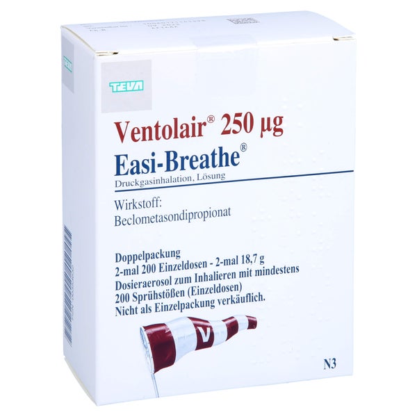 VENTOLAIR 250 µg 200 Hub Easi Breathe Dos.-Aerosol 2 St