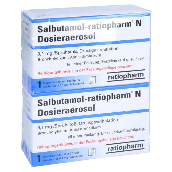 SALBUTAMOL-ratiopharm N 2x200 Hub Dosieraerosol 2 St