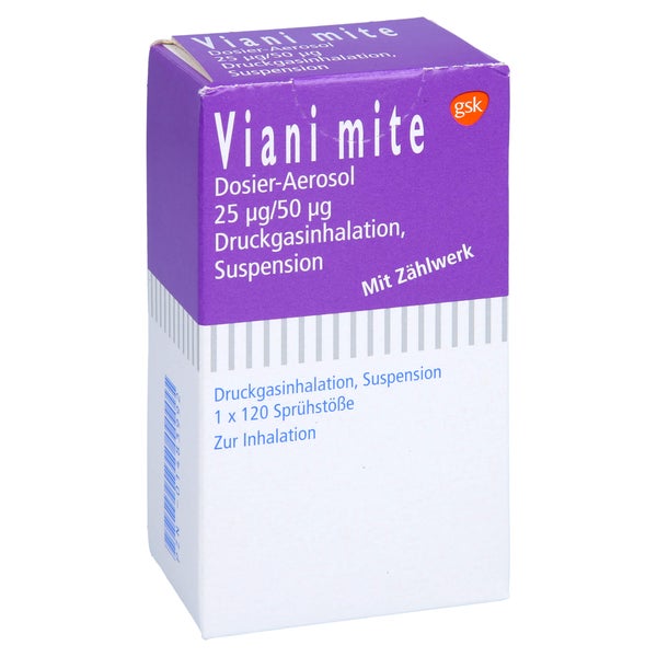 VIANI mite Dosier-Aerosol 25 µg/50 µg 120 Hub 120 St