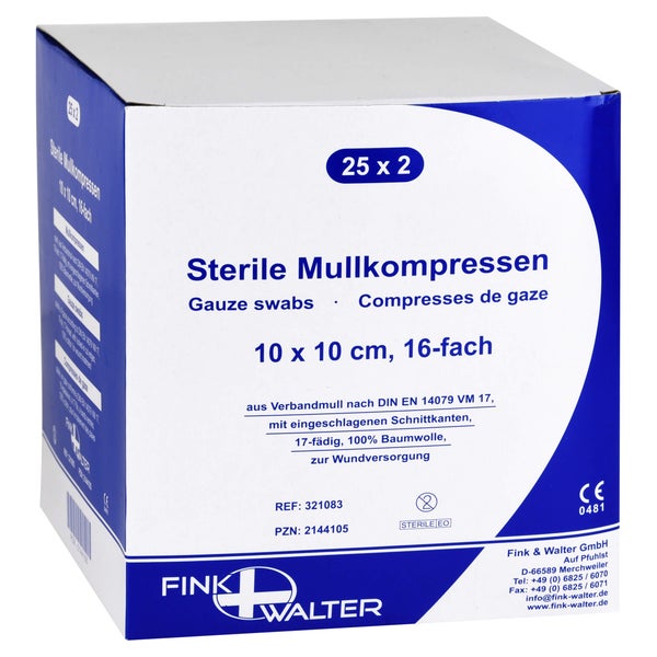 Mullkompressen 10x10 cm steril 16fach 25X2 St