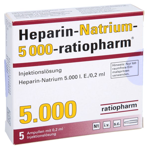 HEPARIN-NATRIUM-5.000-ratiopharm Inj.-L.Ampullen 5X0,2 ml