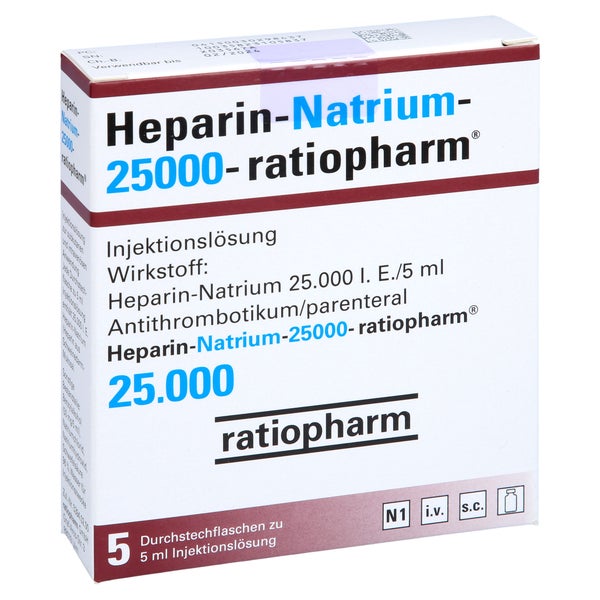 HEPARIN-NATRIUM-25.000-ratiopharm Inj.-L.Dsfl. 5X5,0 ml