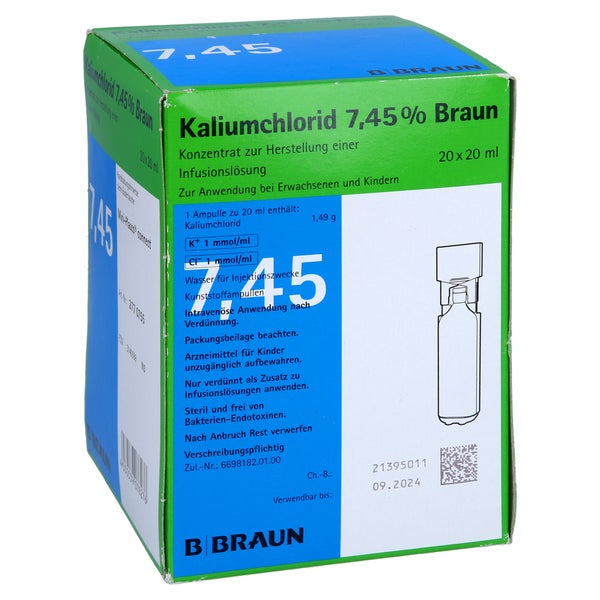 KALIUMCHLORID 7,45% MPC Konz.z.H.e.Inf.-Lsg.Amp. 20X20 ml