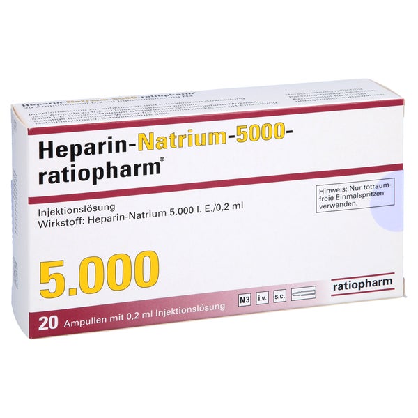 HEPARIN-NATRIUM-5.000-ratiopharm Inj.-L.Ampullen 20 St